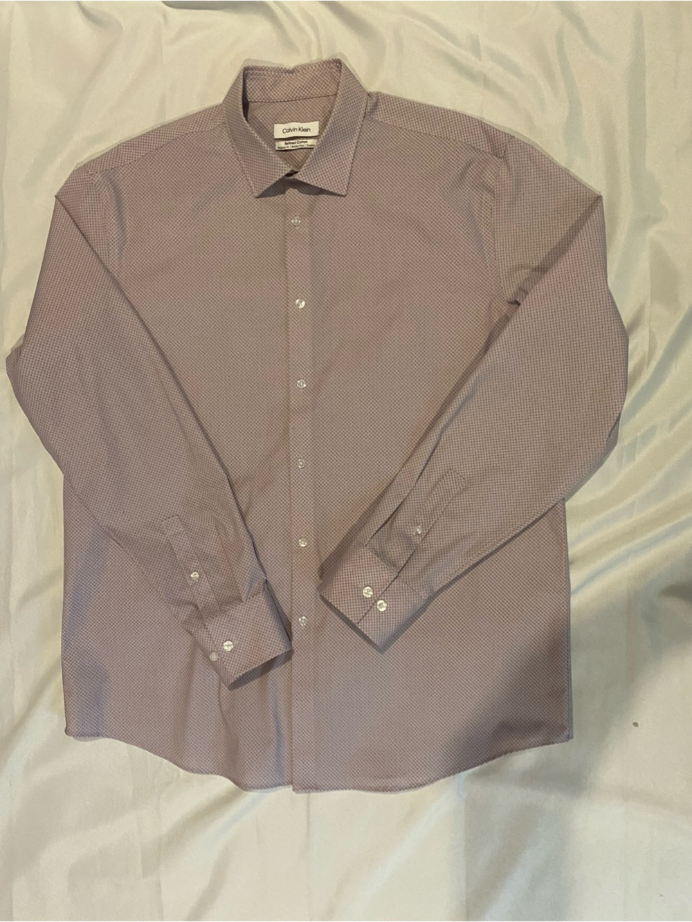 Calvin Klein Men's Light Mauve Patterned Dress Shirt